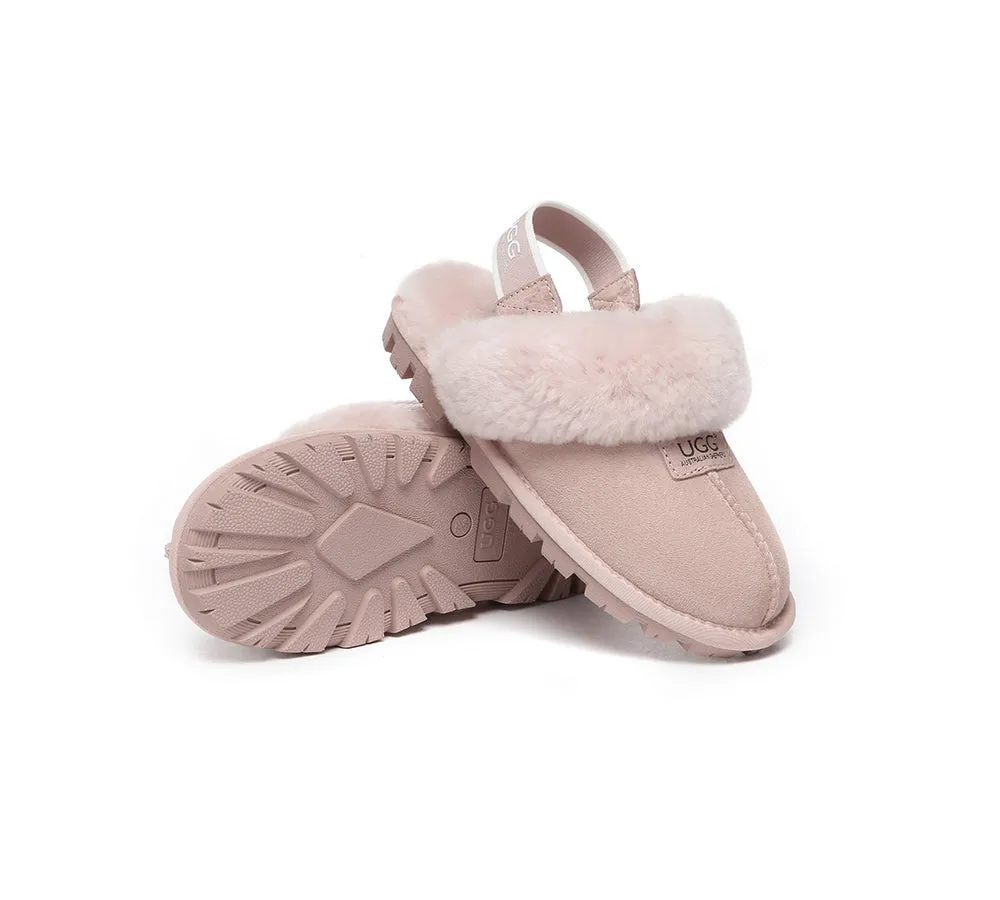 Sheepskin Wool Removable Strap Slingback Slippers Suzie ll