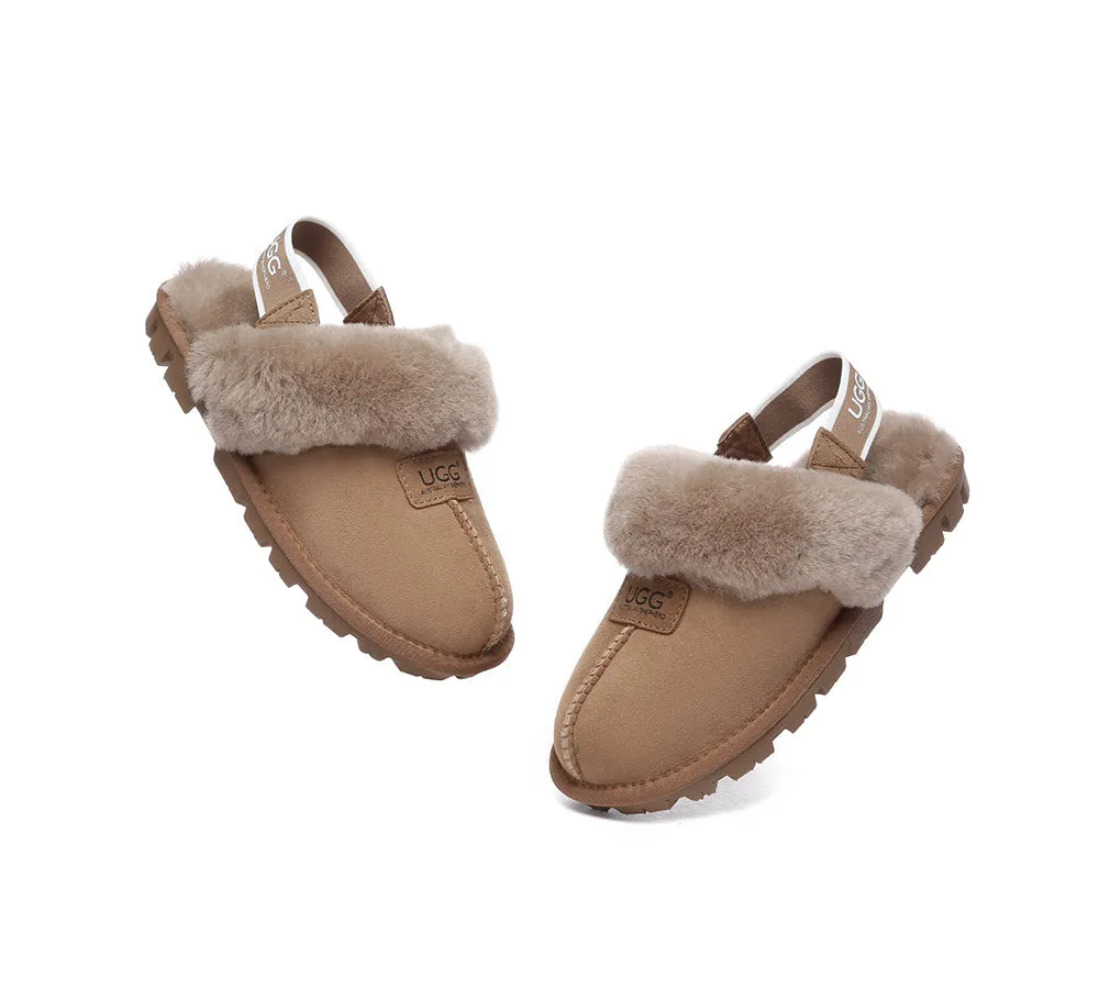 Sheepskin Wool Removable Strap Slingback Slippers Suzie ll