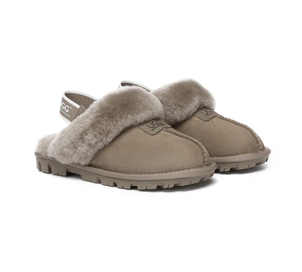 Sheepskin Wool Removable Strap Slingback Slippers Suzie ll