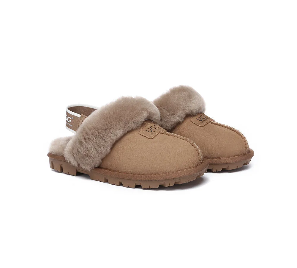 Sheepskin Wool Removable Strap Slingback Slippers Suzie ll