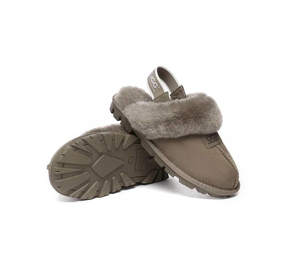 Sheepskin Wool Removable Strap Slingback Slippers Suzie ll