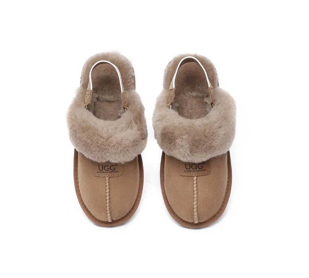 Sheepskin Wool Removable Strap Slingback Slippers Suzie ll