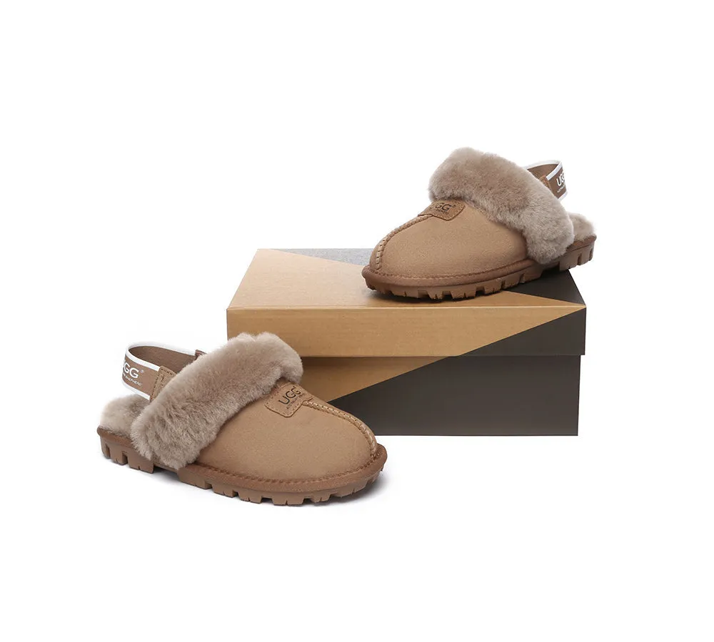 Sheepskin Wool Removable Strap Slingback Slippers Suzie ll