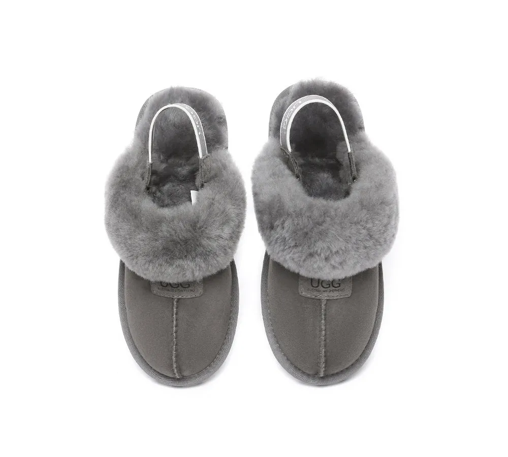 Sheepskin Wool Removable Strap Slingback Slippers Suzie ll