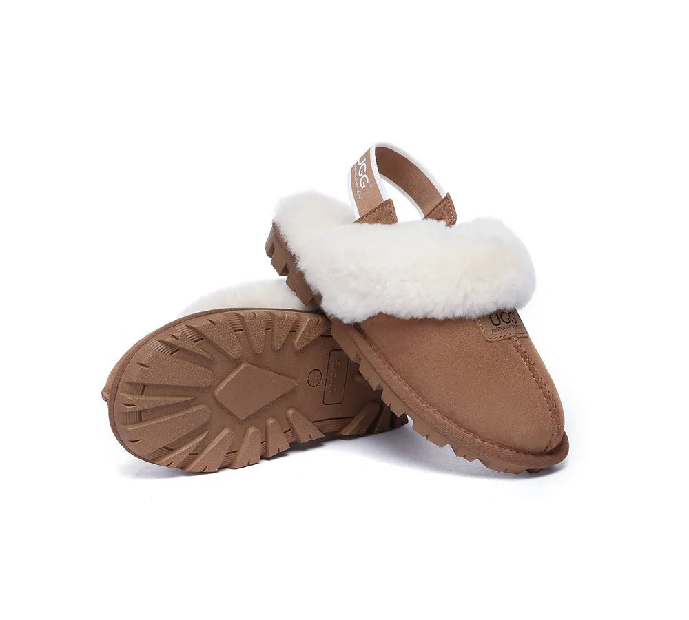 Sheepskin Wool Removable Strap Slingback Slippers Suzie ll