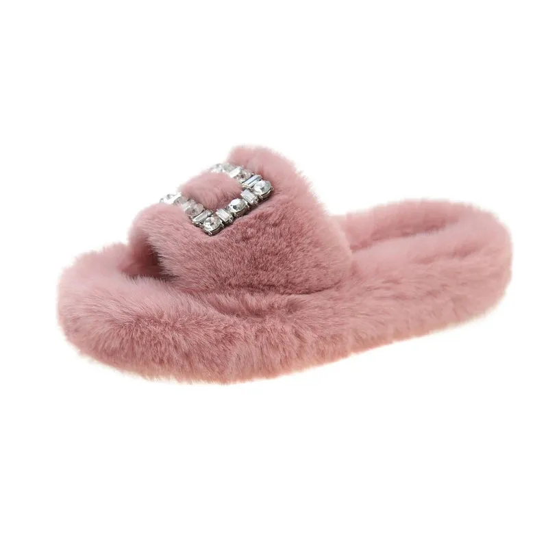 Slippers with Rhinestone Buckle for Women