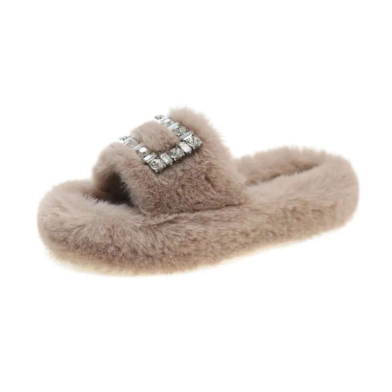 Slippers with Rhinestone Buckle for Women