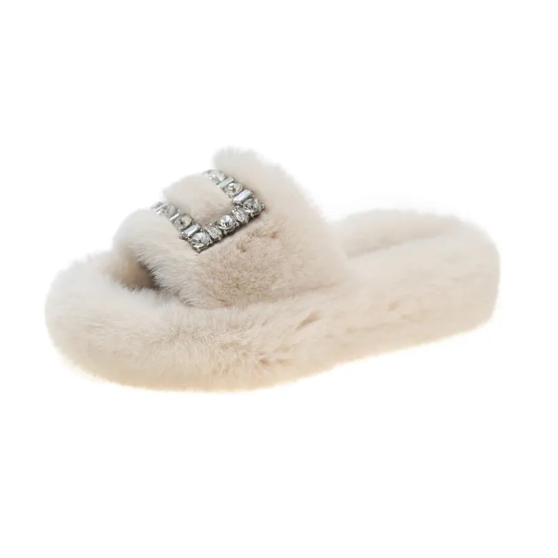 Slippers with Rhinestone Buckle for Women