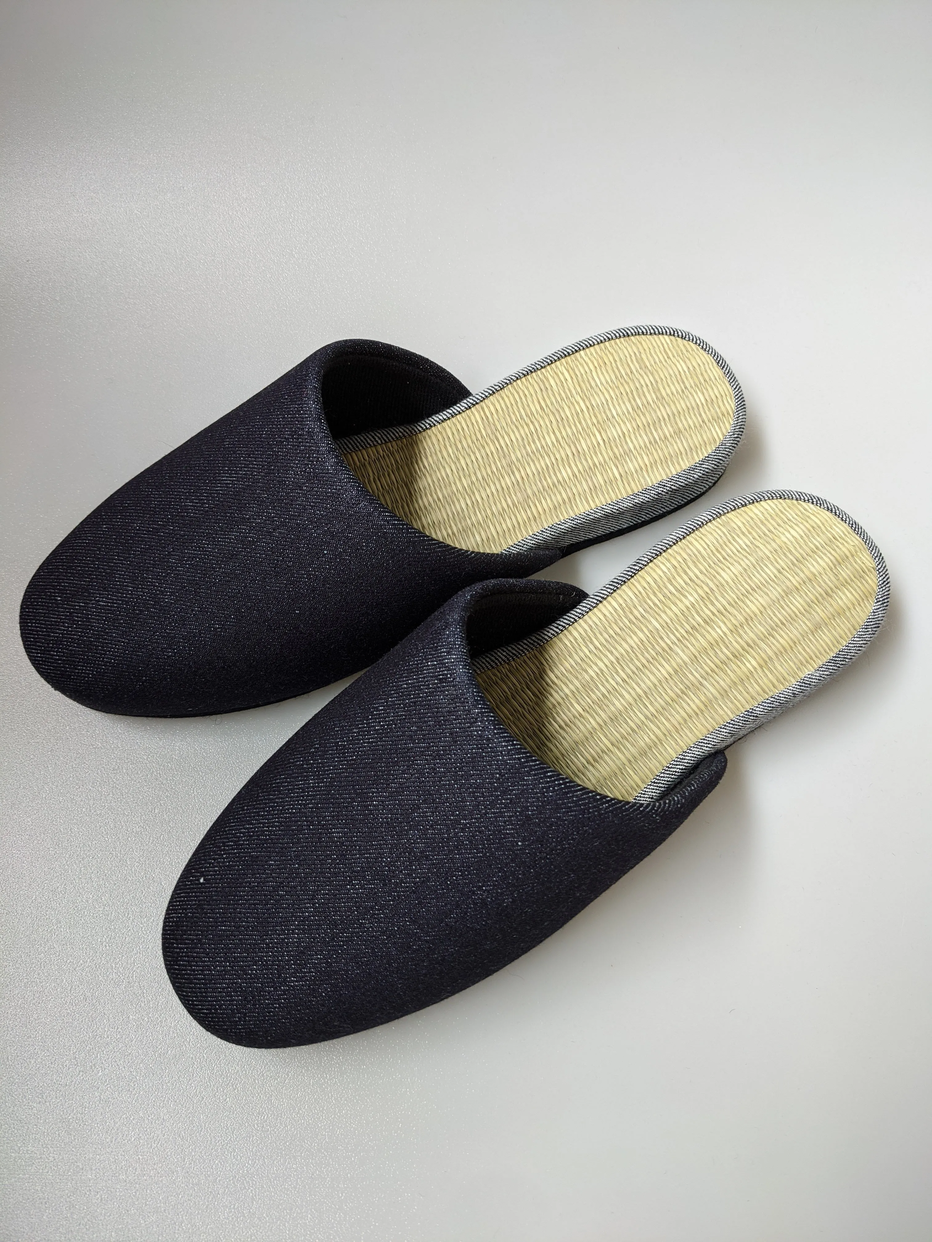 TATAMI Denim Slippers A-Type [Black Wool Felt Sole] / Simple [Denim Hiroshima]