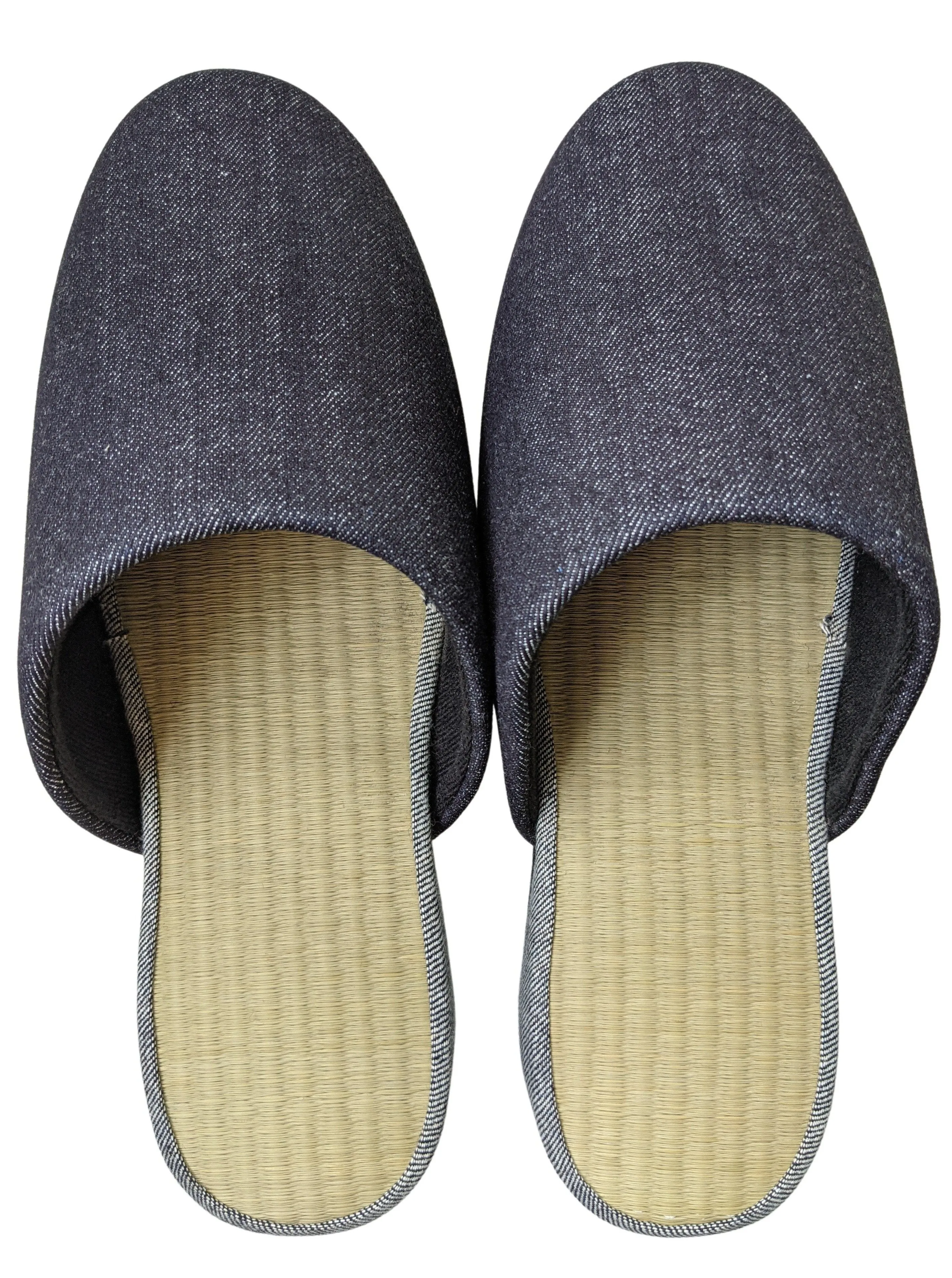 TATAMI Denim Slippers A-Type [Black Wool Felt Sole] / Simple [Denim Hiroshima]