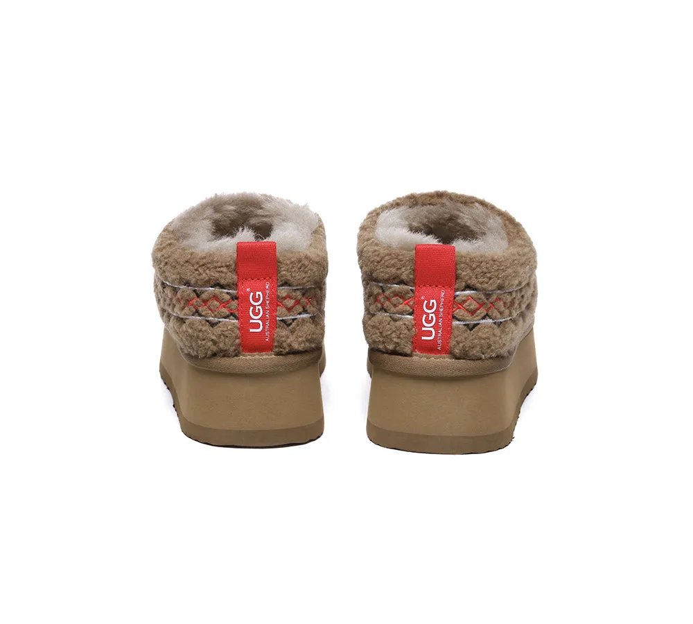 UGG Slippers Sheepskin Wool Plush Ankle Platform Madge