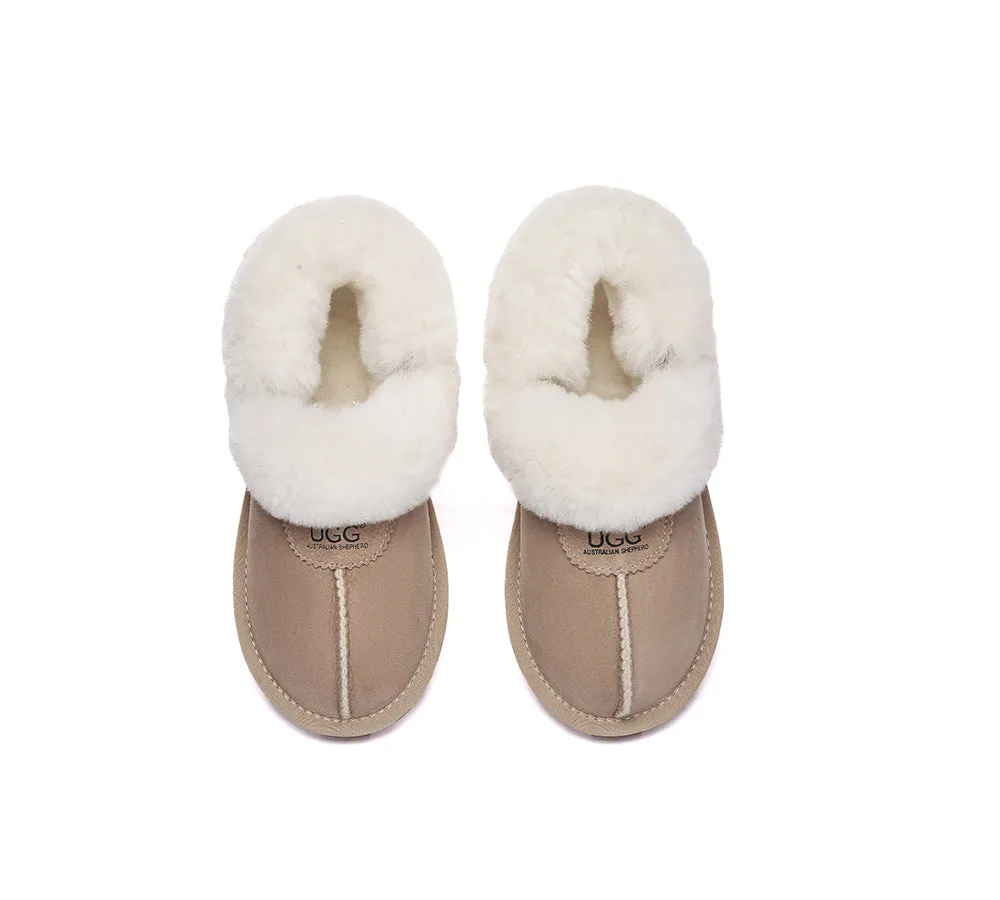 UGG Slippers Women Removable Wool Fluffy Strap Slingback Waffle