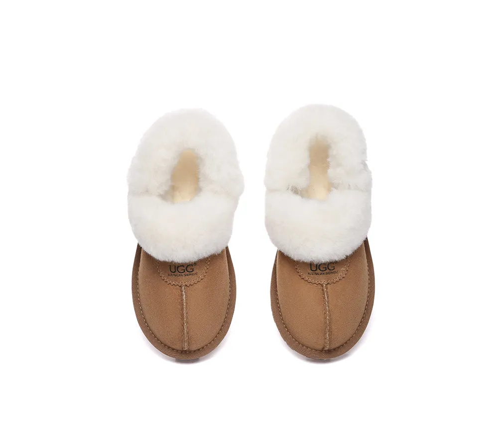 UGG Slippers Women Removable Wool Fluffy Strap Slingback Waffle