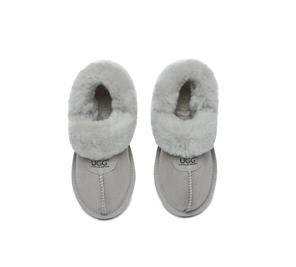 UGG Slippers Women Removable Wool Fluffy Strap Slingback Waffle