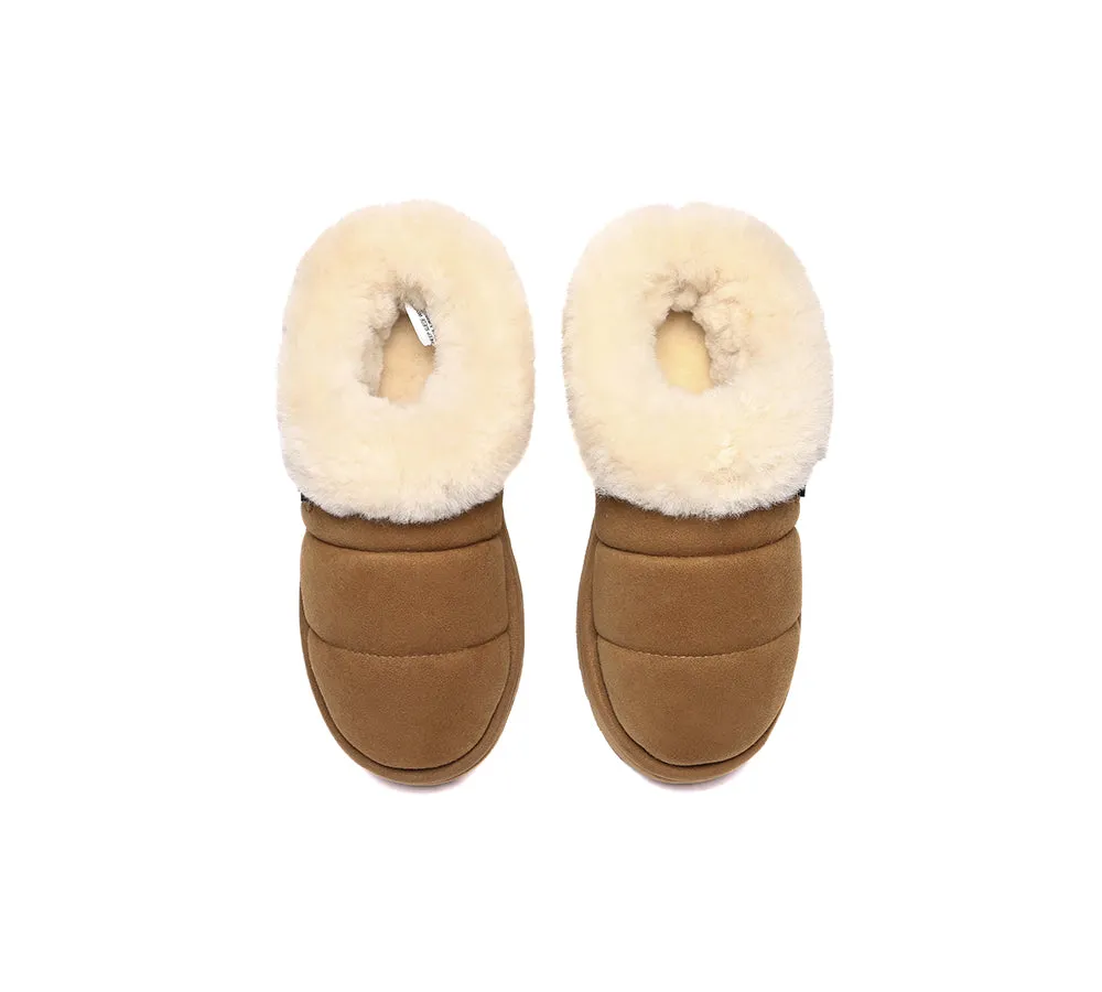 UGG Slippers Women Sheepskin Wool Collar Ankle Platform Ulrika