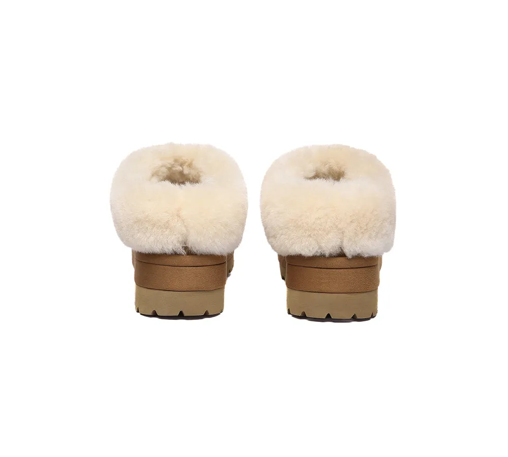 UGG Slippers Women Sheepskin Wool Collar Ankle Platform Ulrika