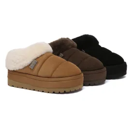 UGG Slippers Women Sheepskin Wool Collar Ankle Platform Ulrika