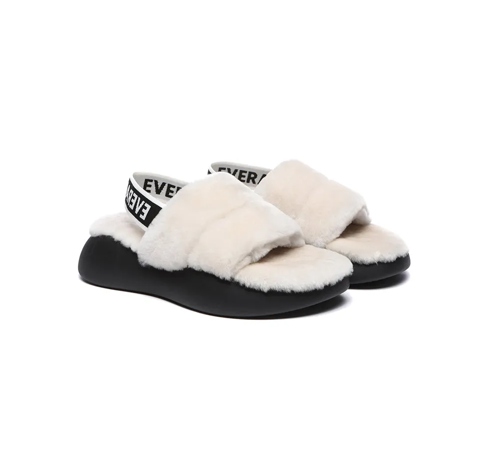 UGG Women Slides Sheepskin Wool Slingback Fluffy Sandals Miss Ever