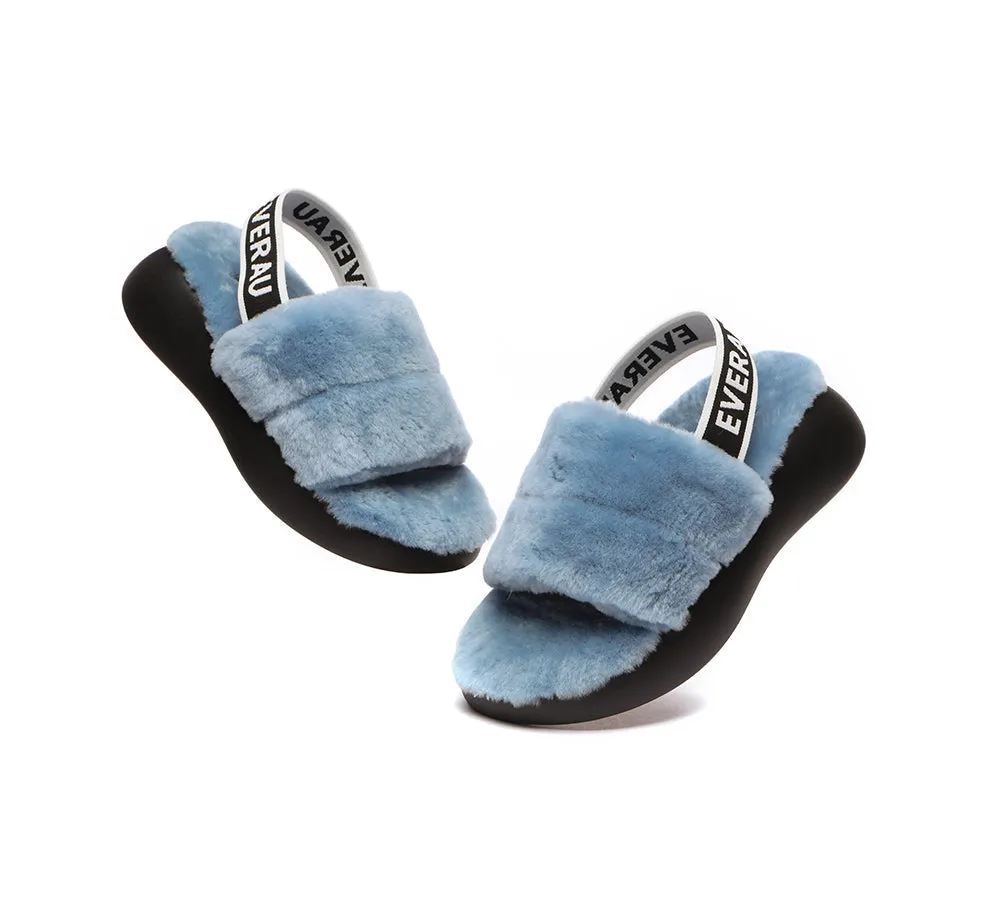 UGG Women Slides Sheepskin Wool Slingback Fluffy Sandals Miss Ever