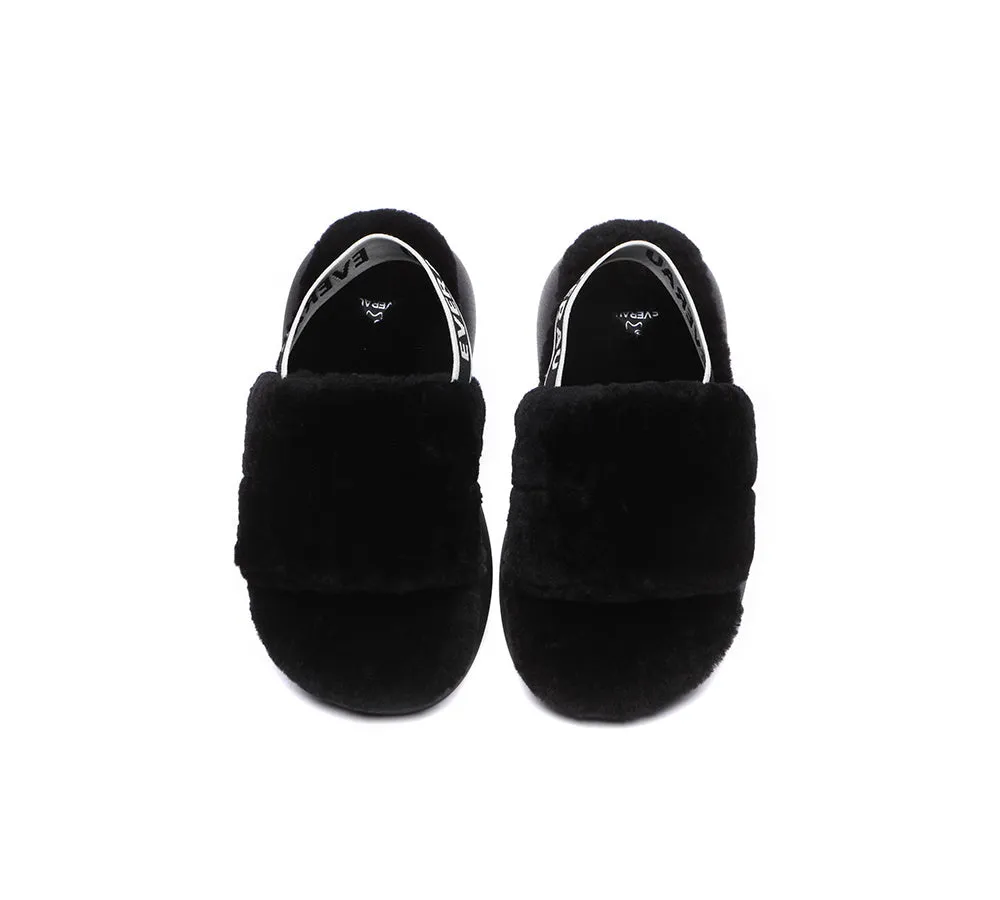 UGG Women Slides Sheepskin Wool Slingback Fluffy Sandals Miss Ever