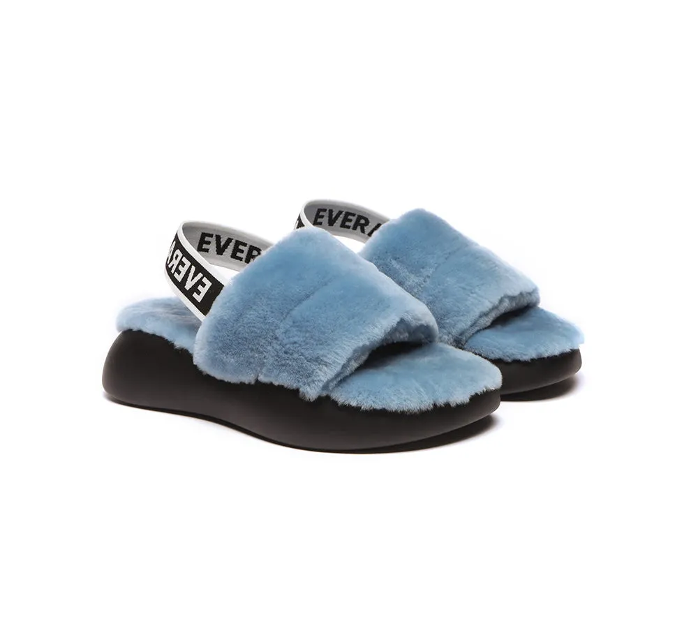 UGG Women Slides Sheepskin Wool Slingback Fluffy Sandals Miss Ever