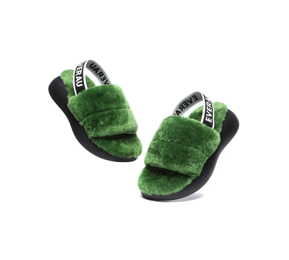 UGG Women Slides Sheepskin Wool Slingback Fluffy Sandals Miss Ever