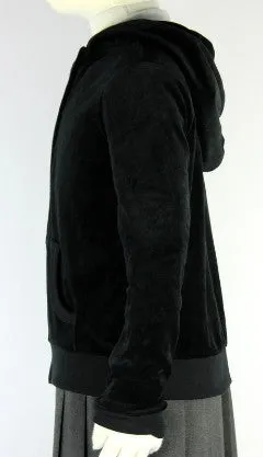 Velour Hooded Sweatshirt Black