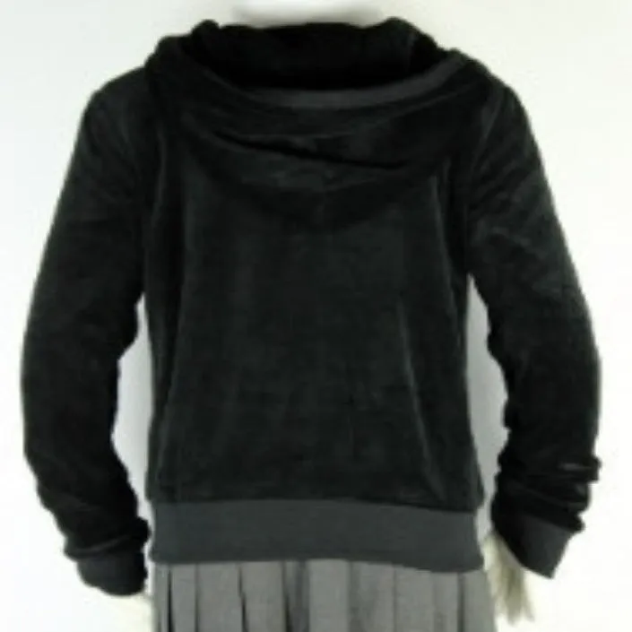 Velour Hooded Sweatshirt Black