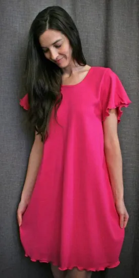 Vibrant Brights Short Sleeve Short Gown Interlock Collection Hot Pink