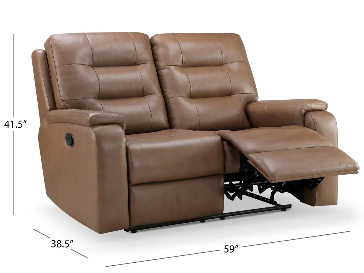 Waylen Top-Grain Leather Manual Reclining Loveseat