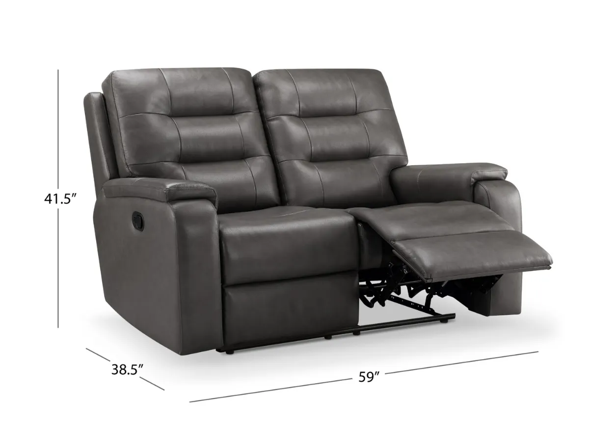 Waylen Top-Grain Leather Manual Reclining Loveseat