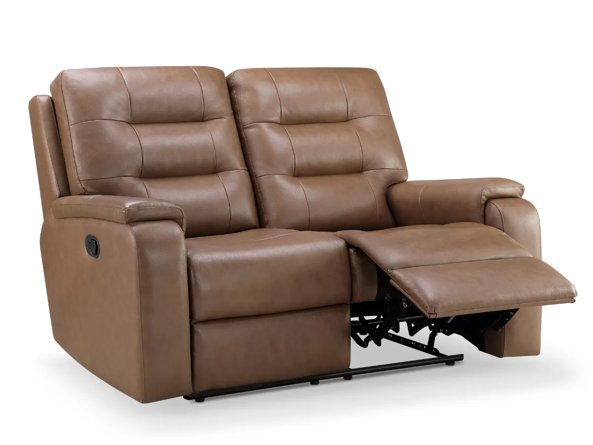 Waylen Top-Grain Leather Manual Reclining Loveseat