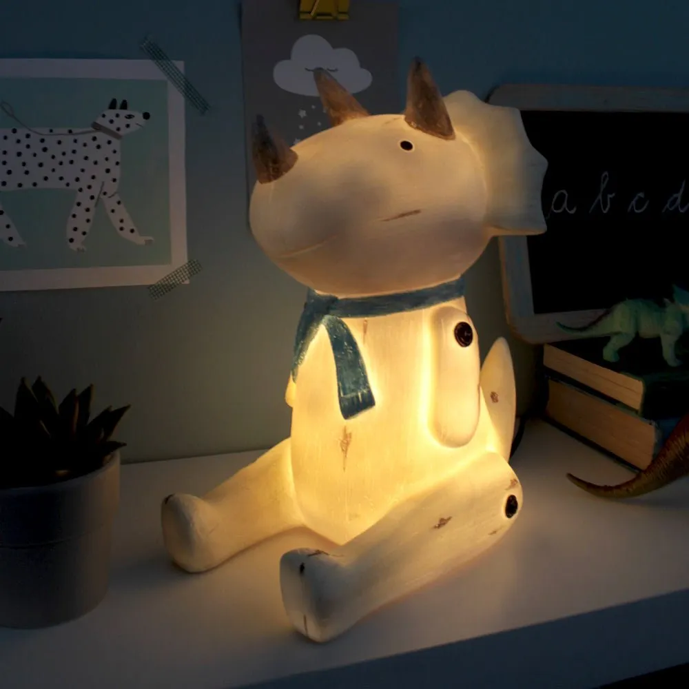 Wood Effect Cute Sitting Triceratops Light