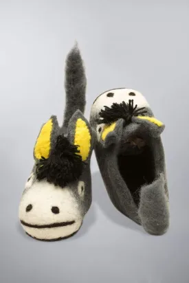 Wool Felt Baby and Kids' Slippers - Donkey